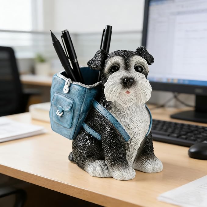 Funny Dog Pen Holder, Pen Holder for Desk Cute, Pencil Holders, Schnauzer Gifts for Women Men Dog Lover Gifts Desk Pen Organizer for Home Office School Decoration