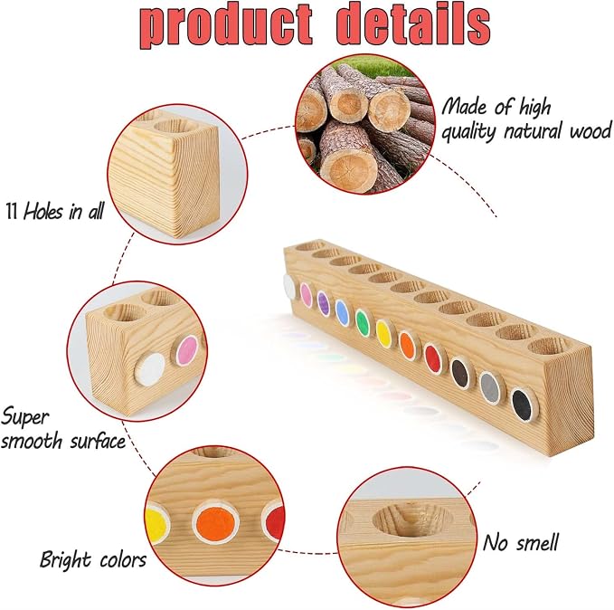 Desk Wood Colored Pen Pencil Holder, Solid Wooden Pencils Organizer Storage for Kids, Office and School Supplies.