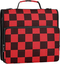 Black Red Checkered Pattern 3 Ring Binder Bag 1.5 inch Binder Organizer with Zipper Shoulder Strap 500 Sheet Documents Storage for School Office