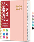 Taja Planner 2026-2027, Jul 2026-Jun 2027 Monthly & Weekly Calendar Book | 6.3" x 8.5", Hardcover Academic Calendar with Tabs, Teacher Student Agenda Book for School Office Supplies - Pink