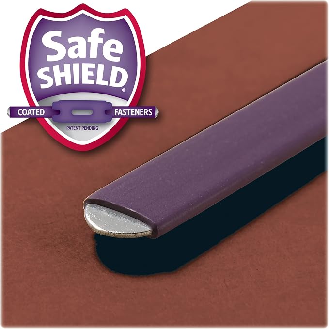 Smead 100% Recycled End Tab Pressboard Classification File Folder with SafeSHIELD Fasteners, 2 Dividers, 2" Expansion, Letter Size, Red, 10 per Box (26860)