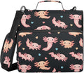 Cute Axolotl Black Print Zipper Binder Bag 3 Ring with Shoulder Strap & Handle Multi Pocket Binder Organizer Bag Large Capacity for School Office Supplies