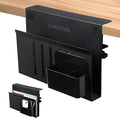 LUKETURE Desk Side Storage Laptop Holder No Drill Clamp On Organizer | Steel Side Desk Organizer, Clamp on Laptop Mount with Pen Holder, Hanging Storage for Home Office, Fits 0.3" to 2.8"