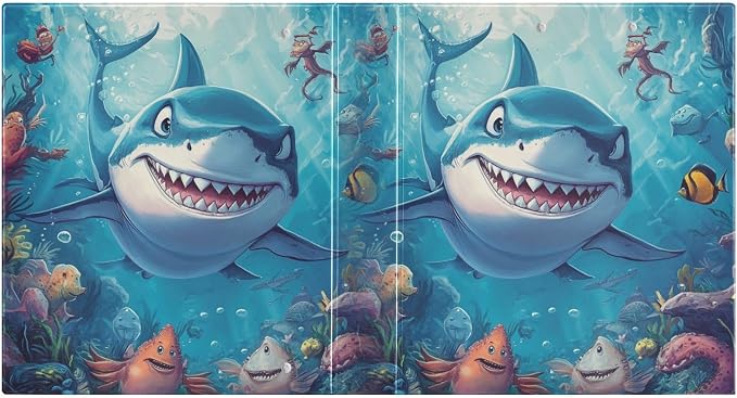 3 Ring Binders 1.5 Inch Clear View Three Ring Binders Versatile Cartoon Shark in Ocean Binder for Work School Office Supply 2 Packs