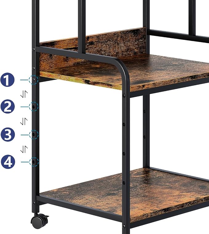 Arbuxzuy Printer Stand with Storage Shelf,3 Tier Printer Cart with Wheels,Mobile Printer Table for Home Office,Stands for Printer Heat Press Scanner Fax,Industrial Style (Brown)