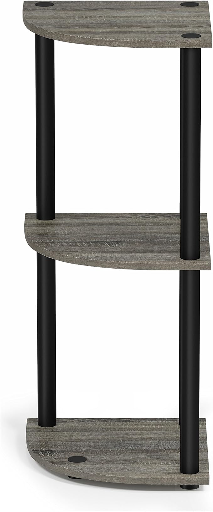 Furinno TURN-N-TUBE Corner Shelf, 3-Tier Corner Bookshelf, Display Storage Shelves with Open Shelves, for Organization and Storage, Living Room, Home Office, Garage, French Oak