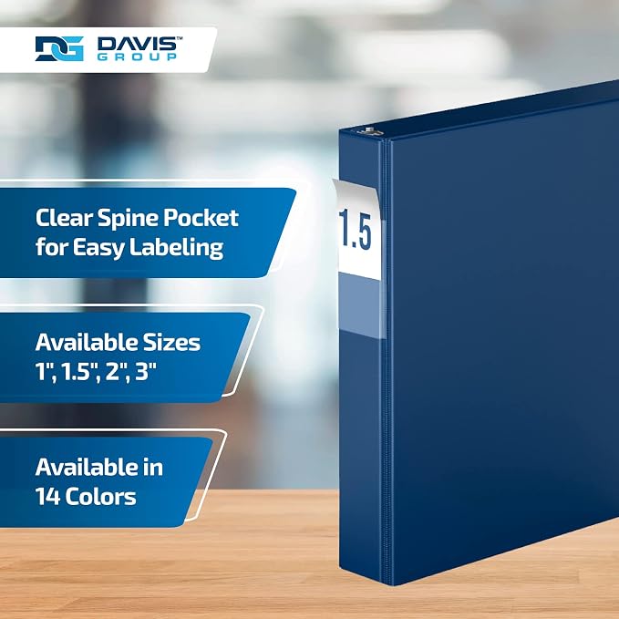 Premium Economy 6-Pack 3-Ring Binders for School or Office, D-Ring Binders, 1.5 Inch, Royal Blue | Heavy-duty binder, fits 8.5" x 11" paper, royal blue, customizable spine, made in Canada, ideal for school or office use