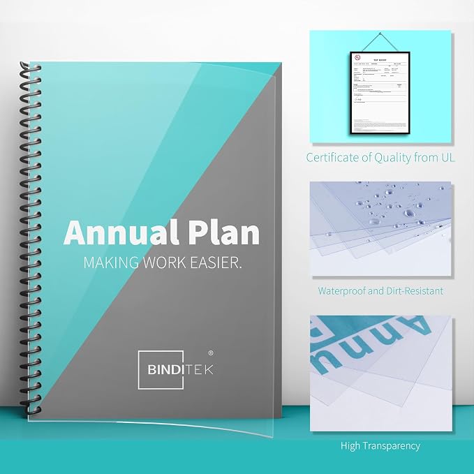 Binditek 10 Mil PVC Binding Covers, 8.5 x 11 Inches, Clear, 200 Pack | Plastic Binding Covers, 8.5" x 11" Letter Size, Clear, Square Corners, Unpunched, Ideal for Business Reports and Proposals