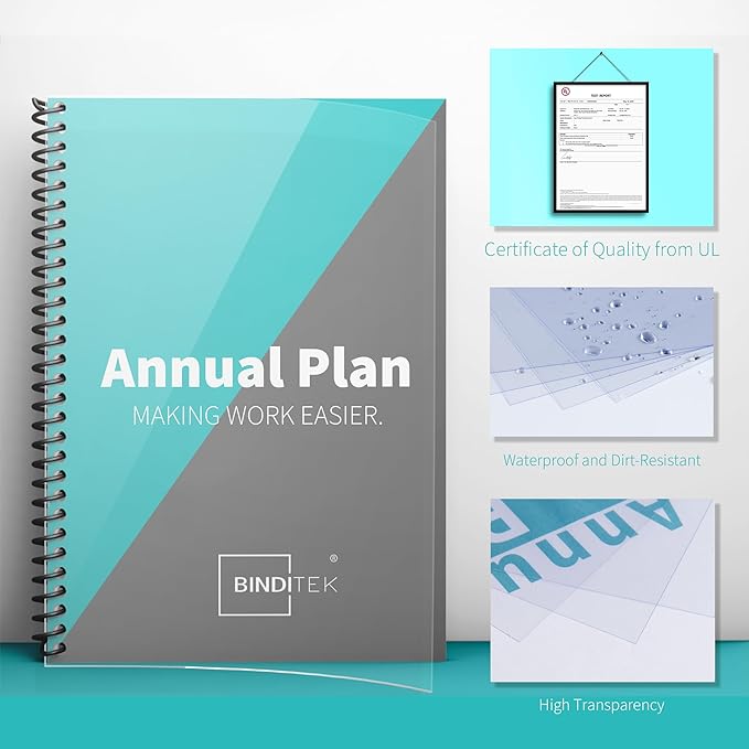 Binditek 8 Mil PVC Binding Covers, 8.75 x 11.25 Inches, Clear, 200 Pack | PVC Binding Presentation Covers, 8.75 x 11.25 Inches Oversize, Square Corners, Unpunched, for Office School Supplies