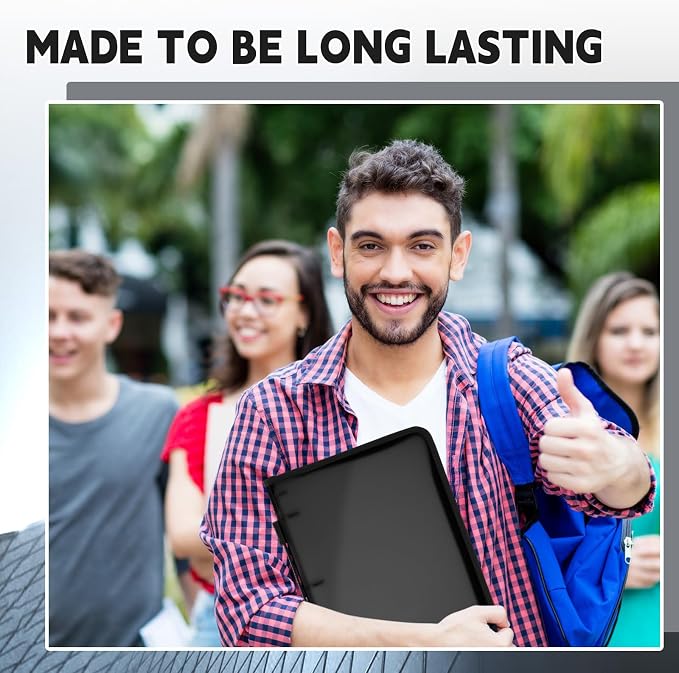 Teling 4 Pcs 2 Inch Zipper Binder 3 Ring Organizer, Black | Secure Zipper Closure, Refillable 3 Ring Design, Handle Carry, Fits Letter Size Papers for School, Office and Projects