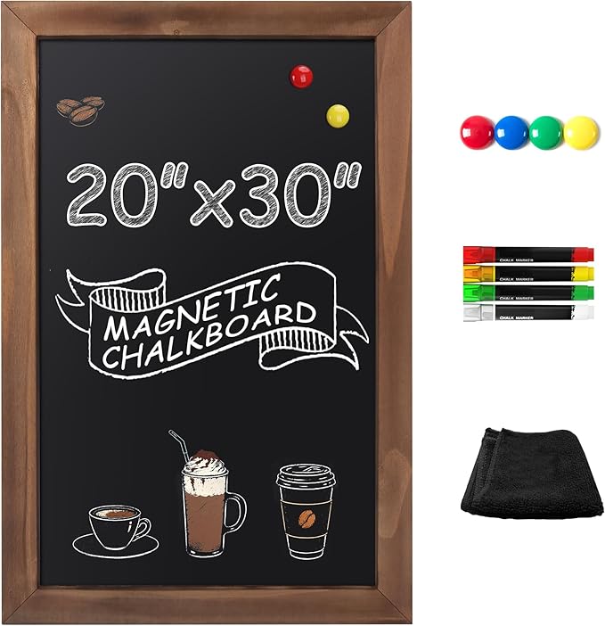 SELEAD 100% Real Wood Frame Magnetic Chalkboard Words Sign - 20" x 30" Rustic Wall Decor Bulletin Chalk Board for Home Kitchen, Business, Restaurant, Farmhouse