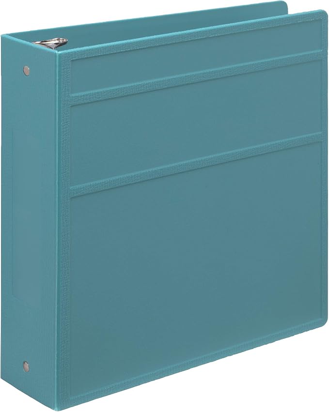 Carstens 3-Inch Heavy Duty 3-Ring Binder - Side Opening, Powder Blue, Durable Plastic, Precision No-Gap Rings, Waterproof Cover, No Pockets, Holds 400 US Letter Sheets, BPA-Free, Made in USA (1744-3R)