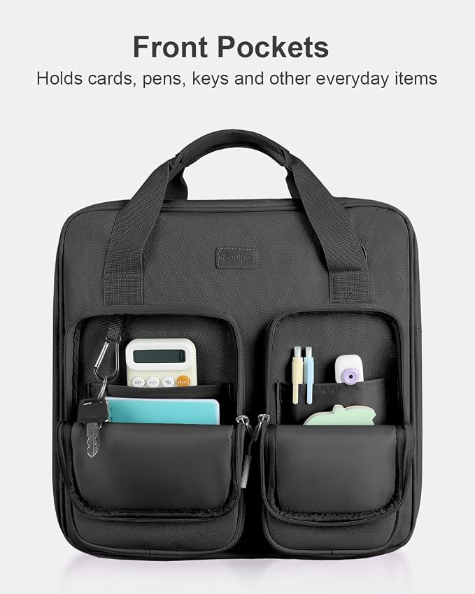 3 Inch Zipper Binder 3 Ring with Shoulder Strap & Multi-Pocket | Binder with Zipper Holds Up to 700 Sheets for Office School, Compatible with 13” MacBook Laptop ipad, Black