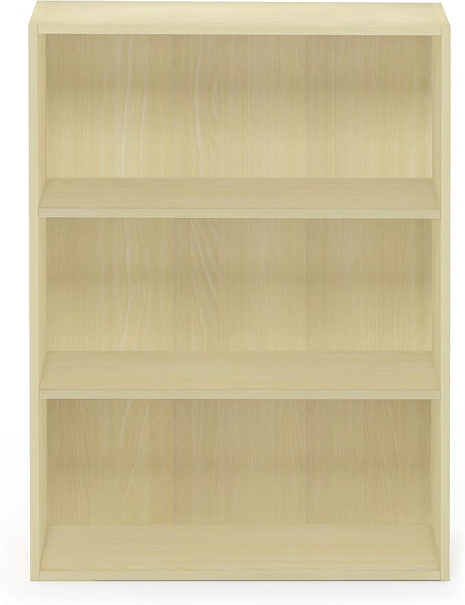 Furinno PASIR Book Shelf, 3-Tier Bookshelf, Storage Shelves Bookcase, 9.7 x 23.7 x 31.5, for Living Room, Bedroom, Home Office, Maple