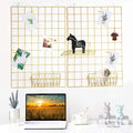 2 Pack Large Wall Grid Panels with Light and Clips, Photo Display Board, Picture Frame Collage Board, Wire Grid Wall Panel Room Decoration,Dark Gold | Picture Frames Collage , Wire Grid Wall Panel Room Decoration