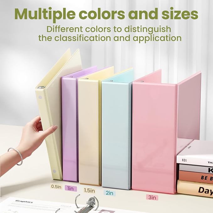 SUNEE 3 Ring Binder 1.5 Inch D Ring, Clear View Binder Three Ring PVC-Free (Fit 8.5x11 Inches) for School or Office Supplies, Yellow, 1 Pack