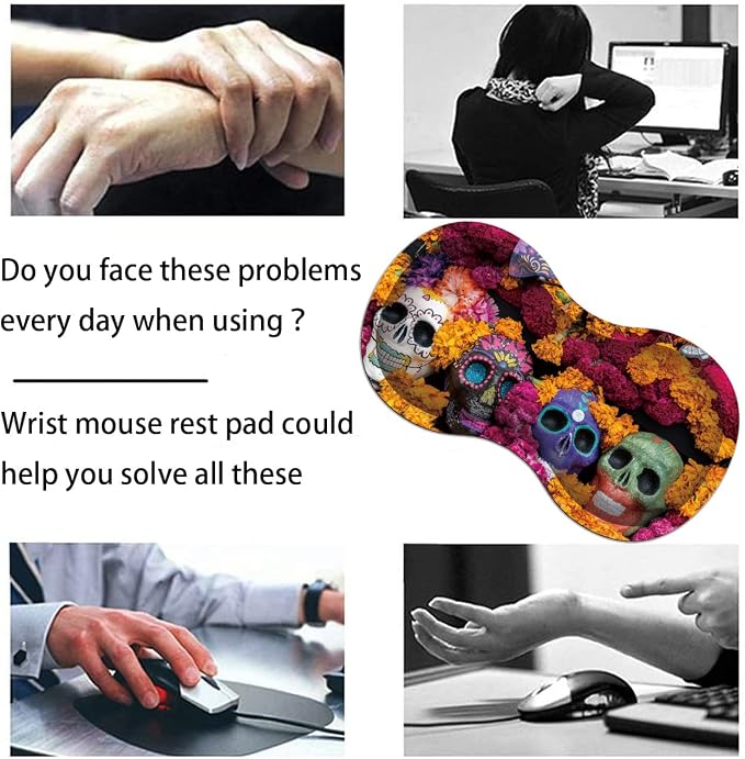 Extended Gaming Mouse Pad Desk Pad Keyboard Pad, Mouse Wrist Rest and Coaster, Anti-Slip Rubber Base Mouse Pad, Suitable for Gaming and Office, Candy Skull