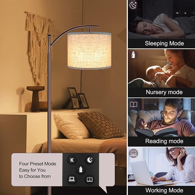 Floor Lamp for Living Room, 4 Color Temperature LED Floor Lamp with Remote Control & Foot Switch, LED Bulb Included, Modern Standing Lamp for Bedroom, Study Room, Office - Oil Rubbed Bronze