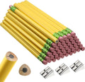 Fainne 48 Pcs Large Pencils 3 Sharpeners,Yellow+green,Triangle