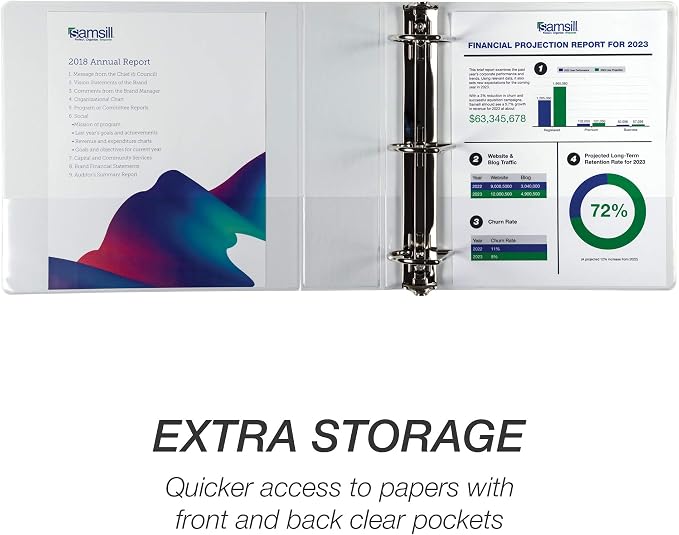 Samsill Durable 4 inch 3 Ring Binder, D Ring Binder, 100% Recycled Chipboard, White, Pallet of 216 Binders in 36 Cartons
