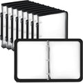 Teling 8 Pcs 1 Inch Zipper Binder 3 Ring Organizer, White | Secure Zipper Closure, Refillable 3 Ring Design, Handle Carry, Fits Letter Size Papers for School, Office and Projects