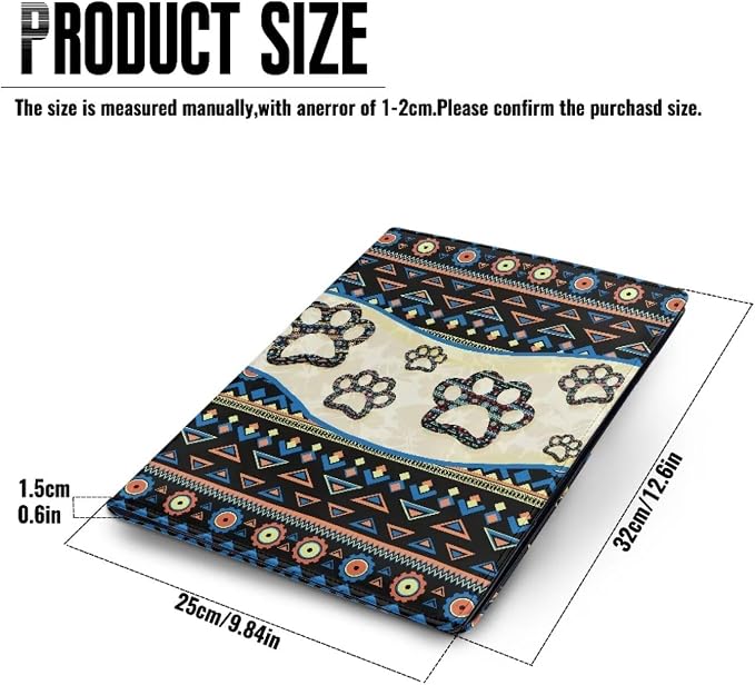 Dreaweet Southwestern Aztec Padfolio Leather Portfolio for Women Men,Dog Paw Print Resume Portfolio Folder Document Organizer with Letter/A4 Size Clipboard