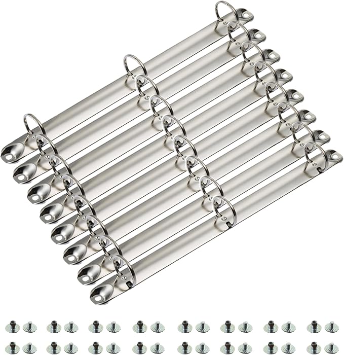 8 Pack Letter Size Ring Binder Mechanism, Metal 3 Ring Binders Ring Replacement Kit, Loose Leaf Binding Spines Combs for Organizers DIY Planners(Silver)