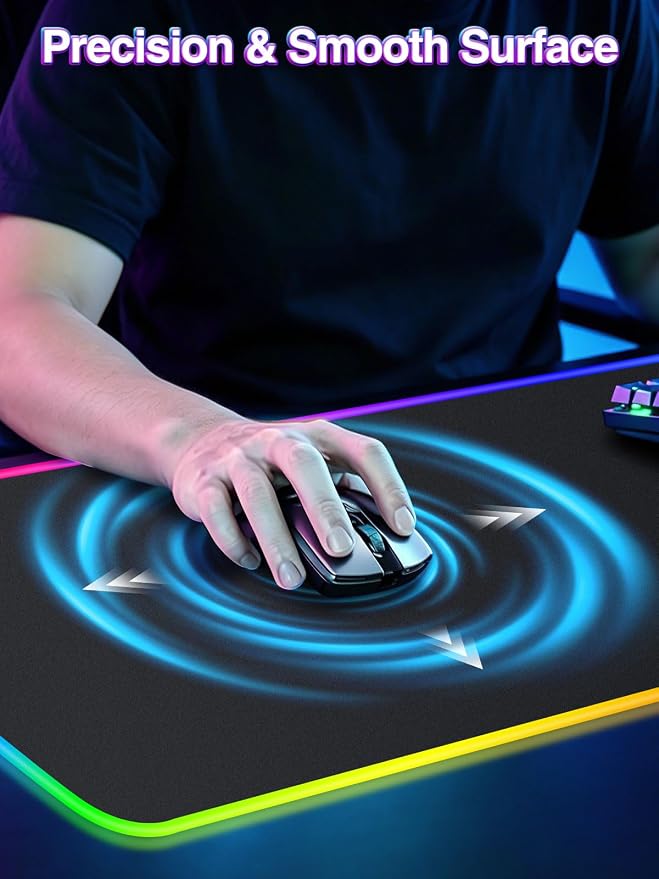 RGB Gaming Mouse Pad with 15W Magnetic Wireless Charging, 31.5'' x 15.8'' | 24 Lighting Effects Desk Mat LED Mousepad with Non-Slip Rubber Base, Light up Your Desk, Waterproof Ultra-Smooth Surface