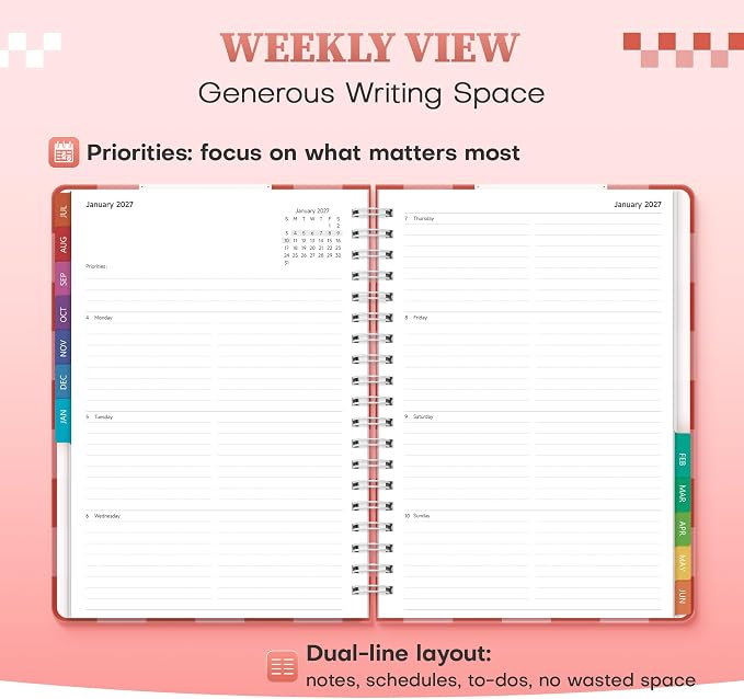 Planner 2026-2027 Weekly & Monthly Academic Planner, 7.4" x 10.2"