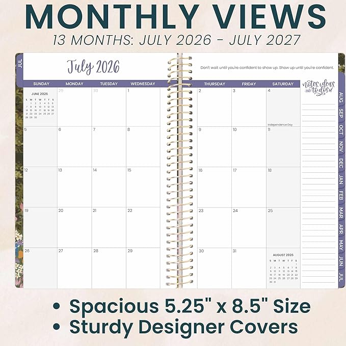 bloom daily planners 2026-2027 Planner - Academic Year (July 2026 - July 2027) Monthly & Weekly Soft Cover Planner for Women - 13 Month Agenda Book with Stickers - 5.5" x 8.25" - Wildflower Mountainside