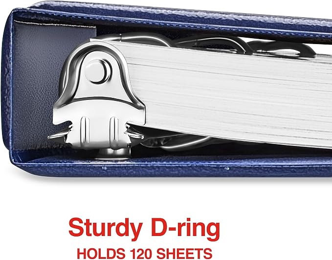 Staples 1/2" 3-Ring View Binder, D-Ring, Navy Blue, 4/Pack