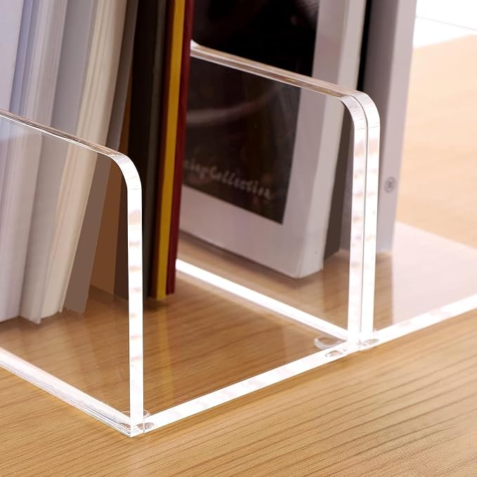 2-Pack Clear Acrylic Magazine File Holder, Vertical File Folder Holder, Acrylic Desk Organizer, Magazine Holder, Bookshelf Desk Office, Folder Organizer Document Rack + Phone Holder