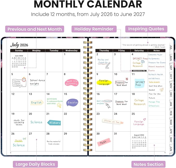 ZOTIA Planner 2026-2027 Weekly & Monthly Calendar Planner Jul 2026-Jun 2027