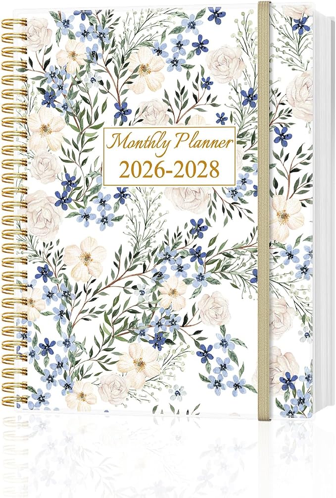 2026-2029 Monthly Planner - 36 Month PLanner Calendar from July 2026 to June 2029, 3 Year Planner 2026-2029 with Flexible Cover, Inner Pocket, Perfect for Home | School | Office, 8.5" x 11", Crushed Flower