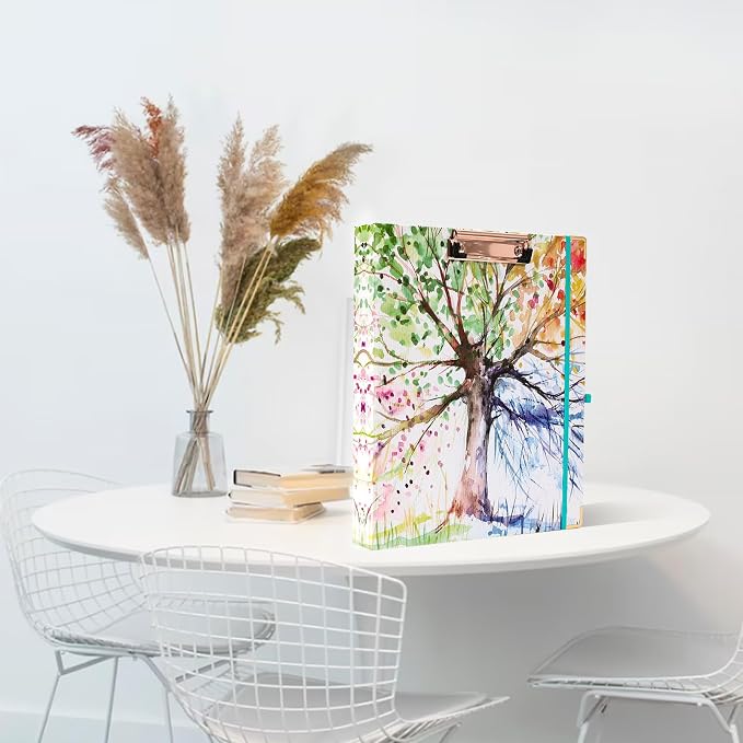 EYROZILL 3 Ring Binders 1 Inch Binder for Letter-Size 8.5" x 11" with 5-Tab Dividers and Low Profile Clipboards Three Ring Binder for School Class Office Supplies, Season Tree