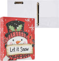 Funny Red Christmas Snowman Bird 3 Ring Binder 1.5" Decorative D-Ring Binder with Clipboard&3 Clear Pockets, Holds 200 Sheets A4 Size Paper Waterproof Binders for School Home Office