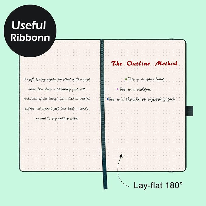 Dotted Journal/Notebook - Dot Grid Hard Cover Notebook, 5.3'' x 8.26''