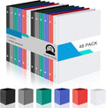 Fulmoon 48 Pack 3 Ring Plastic Binders 1.5 Inch Bulk with 2 Pockets, Flexible Binder Loose Leaf Hardcover, Fit 12" x 10" US Letter Size Paper, for School Office Home, 6 Colors(Classic)