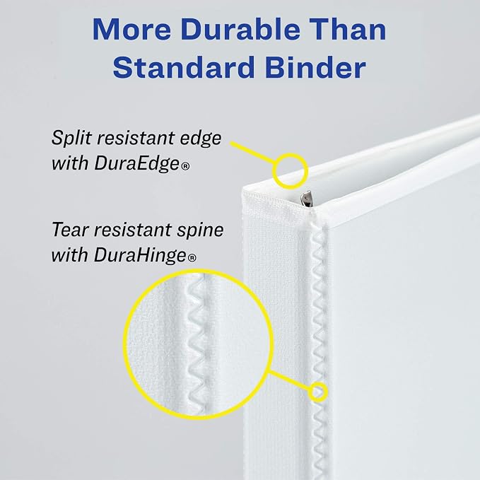Avery Durable View 3 Ring Binder with 1.5 Inch Rings, 8 Tab Insertable Binder Dividers, Office Supplies Set (01683)