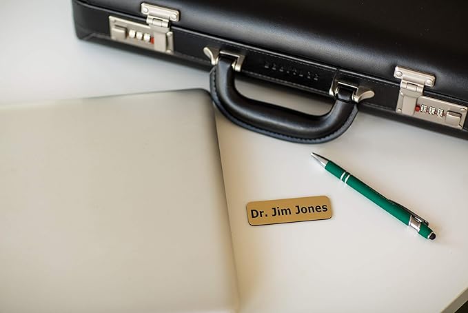 Custom Engraved Name Tag Badges – Personalized Identification with Pin or Magnetic Backing, 1.5 Inches x 3 Inches, Dark Brown/White