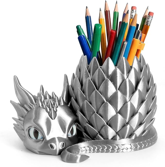3D Printed Dragon Pencil Holder for Desk, Removable Dragon Egg Pen Holder, Cute Pencil Cup Desk Organizer for Pens, Pencils, Paper Clips, Makeup Brushes, Fantasy Desk Decor Gift for Kids