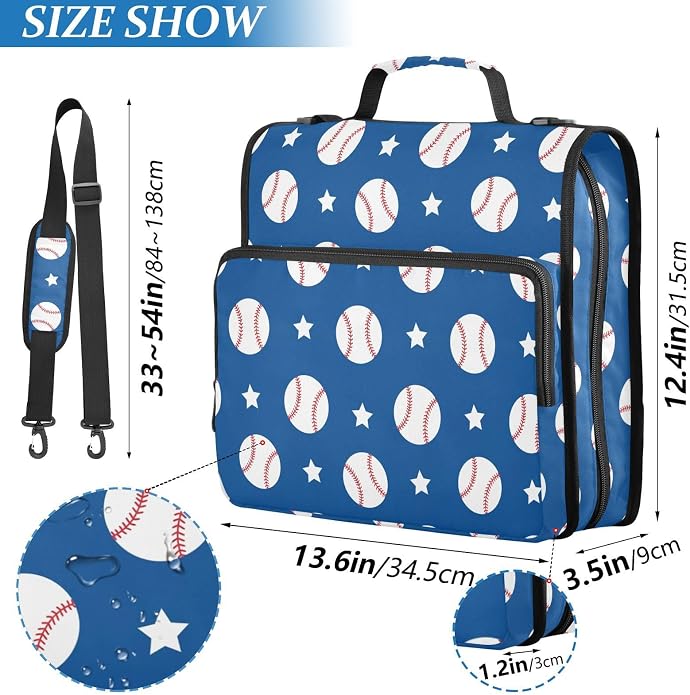 Zipper Binder Bag 3 Ring File Folder Portfolio Organizer Zippered Binder Bags with Strap Fits Laptop Women Men
