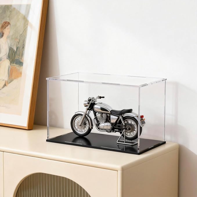 Large Acrylic Display Case, Clear Acrylic Display Box with Matte Base, Dustproof Collectible Storage Cases, DIY Easy Assembly Showcase for Figures, Models, Collectibles, 13 x 9 x 9 inch