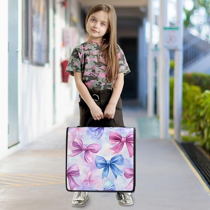 3 Ring Zipper Binder with Shoulder Strap Pink Blue Bow Tie Dye 2 Inch Zippered Binder Bag 500 Sheet Capacity Multi Pockets for School Supplies