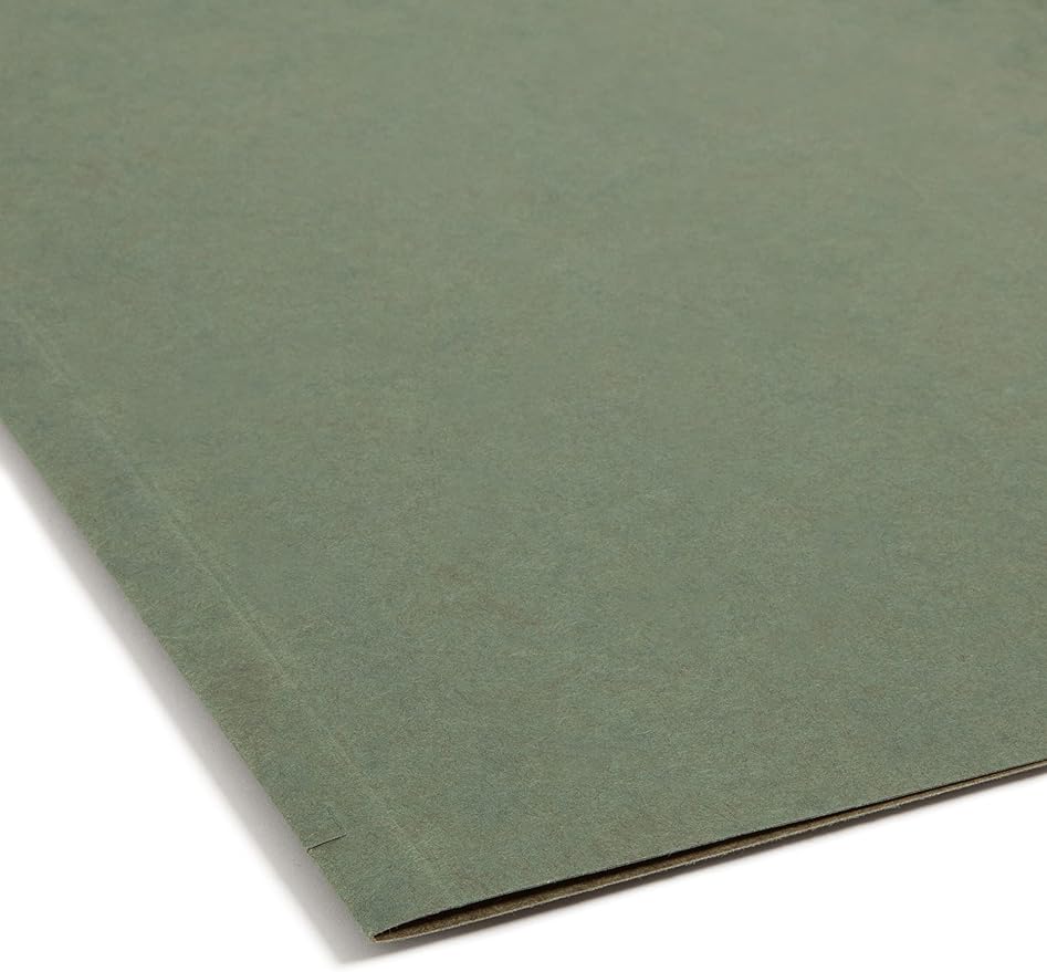 Smead Hanging File Folder with Tab, 1/3-Cut Adjustable Tab, Legal Size, Standard Green, 25 per Box (1-Inch Expansion, Legal)