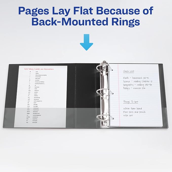 Avery Heavy-Duty View 3 Ring Binder, 4" One Touch Slant Rings, Holds 8.5" x 11" Paper, 2 Black Binders (79874)