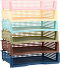 Weysat 6 Pcs Turn in Trays Classroom, Stackable Paper Tray for Classroom Organization Plastic Desk File Organizer Bin Basket for Library Drawer Teacher Office Document Storage (Morandi Tones,Wide)