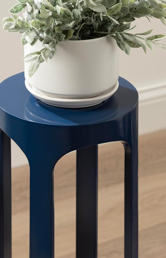 Kate and Laurel Dahl Modern Wooden Round Drink Table, 8 x 8 x 23, Navy Blue, Transitional Circle Accent Pedestal Table for Living Room Plant Stand Indoors or Mini Bedroom Nightstand