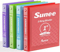 SUNEE 1 Inch Binders 3 Ring 4 Pack, 1" Classic 4-Color Binder Set (8.5x11 Inches) for Office, School or Home Supplies
