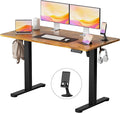 YESHOMY Height Adjustable Electric Standing Desk, 46 x 24 Inches Memory Home Office Sit Stand up Desk with Phone Holder and USB Charging Port, Rustic Brown
